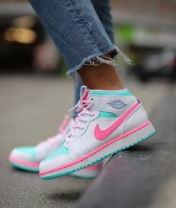 AIR JORDAN 1 Mid WHITE PINK GREEN – תמונה 2