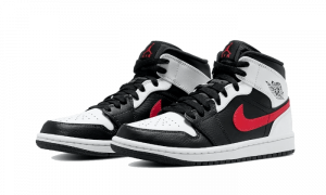 ⁦AIR JORDAN 1 Mid BLACK CHILE RED WHITE⁩ – תמונה ⁦4⁩