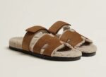 כפכף הרמס פרווה בצבע חום | Hermes Chypre Sandal