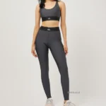 סט חליפת אימון אלו יוגה טייץ וטופ צבע אפור Alo Yoga Gray Set