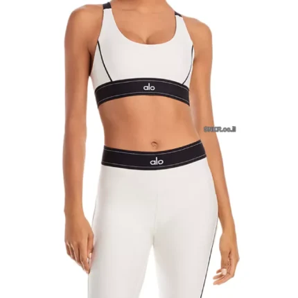 סט אימון אלו יוגה טייץ וטופ צבע לבן Alo Yoga White Set